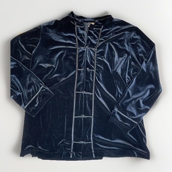 Jackets & Blazers - Units Woman Black Velvet Jacket‎ Frog Close Mandarin Collar Size 1X
